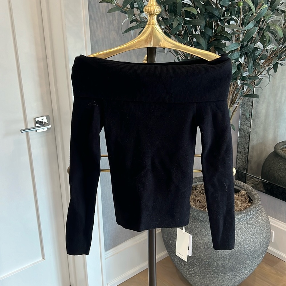 Commense Ribbed Off Shoulder Sweater